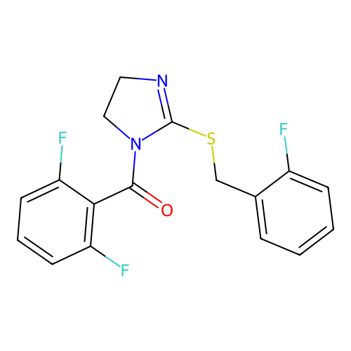 (2,6-difluorophenyl)(2-((2-fluorobenzyl)thio)-4,5-dihydro-1H-imidazol-1-yl)methanone structure