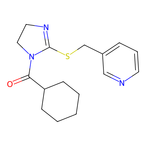 Cyclohexyl-[2-(pyridin-3-ylmethylsulfanyl)-4,5-dihydroimidazol-1-yl]methanone structure