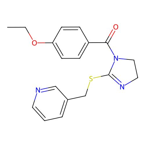 (4-ethoxyphenyl)(2-((pyridin-3-ylmethyl)thio)-4,5-dihydro-1H-imidazol-1-yl)methanone structure