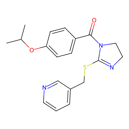 (4-isopropoxyphenyl)(2-((pyridin-3-ylmethyl)thio)-4,5-dihydro-1H-imidazol-1-yl)methanone structure