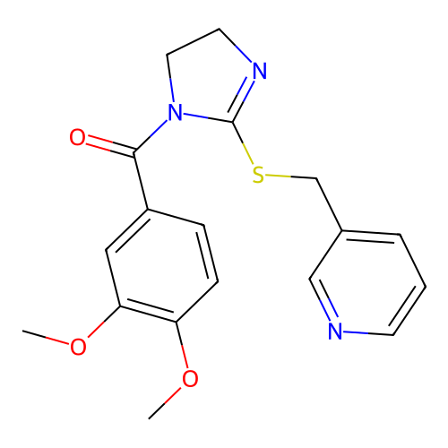 (3,4-dimethoxyphenyl)-[2-(pyridin-3-ylmethylsulfanyl)-4,5-dihydroimidazol-1-yl]methanone structure