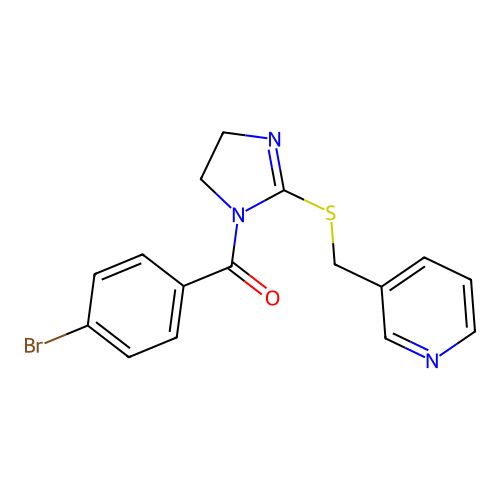 3-({[1-(4-bromobenzoyl)-4,5-dihydro-1H-imidazol-2-yl]sulfanyl}methyl)pyridine structure