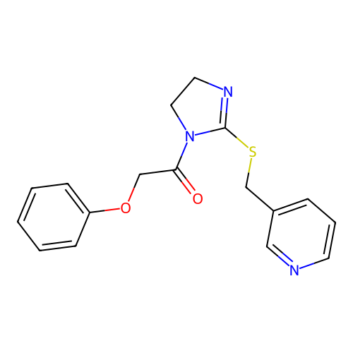 3-({[1-(phenoxyacetyl)-4,5-dihydro-1H-imidazol-2-yl]thio}methyl)pyridine structure