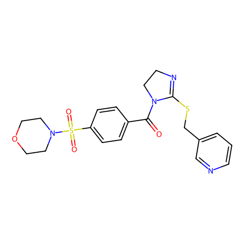 (4-(morpholinosulfonyl)phenyl)(2-((pyridin-3-ylmethyl)thio)-4,5-dihydro-1H-imidazol-1-yl)methanone structure