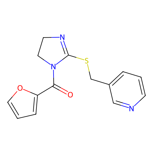 Furan-2-yl-[2-(pyridin-3-ylmethylsulfanyl)-4,5-dihydroimidazol-1-yl]methanone structure