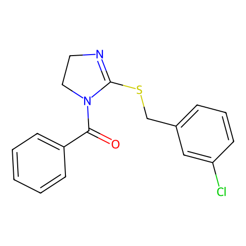 [2-[(3-Chlorophenyl)methylsulfanyl]-4,5-dihydroimidazol-1-yl]-phenylmethanone structure