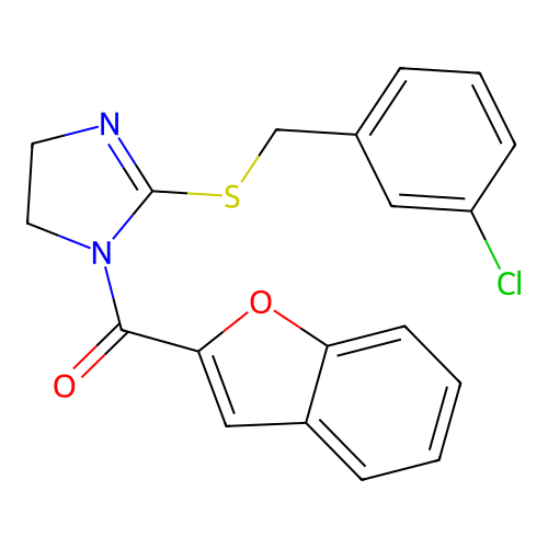 benzofuran-2-yl(2-((3-chlorobenzyl)thio)-4,5-dihydro-1H-imidazol-1-yl)methanone structure