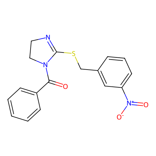 [2-[(3-Nitrophenyl)methylsulfanyl]-4,5-dihydroimidazol-1-yl]-phenylmethanone structure