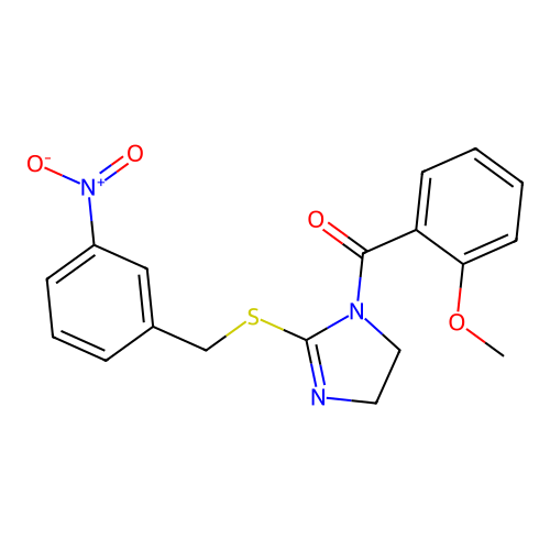 (2-methoxyphenyl)(2-((3-nitrobenzyl)thio)-4,5-dihydro-1H-imidazol-1-yl)methanone structure