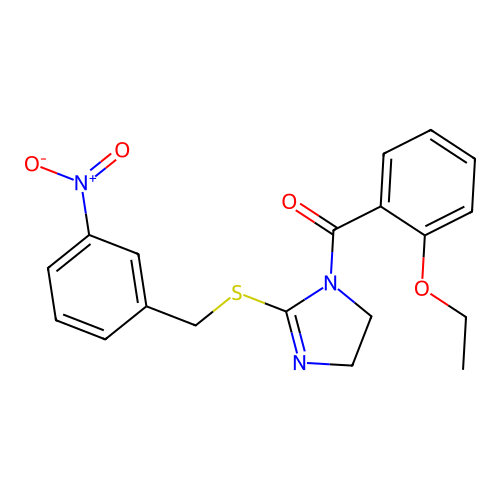 (2-ethoxyphenyl)(2-((3-nitrobenzyl)thio)-4,5-dihydro-1H-imidazol-1-yl)methanone structure
