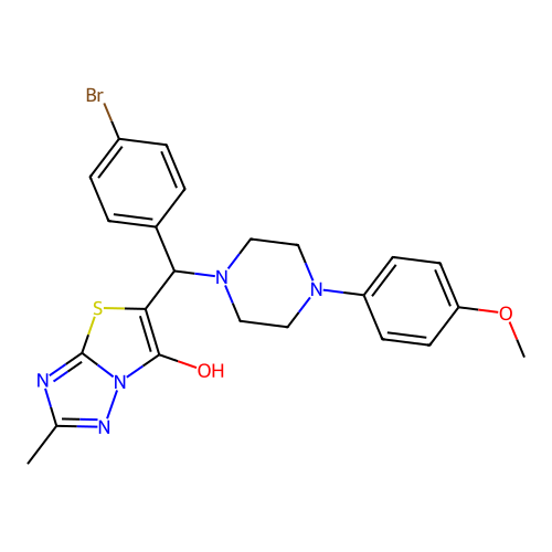 5-((4-bromophenyl)(4-(4-methoxyphenyl)piperazin-1-yl)methyl)-2-methylthiazolo[3,2-b][1,2,4]triazol-6-ol structure