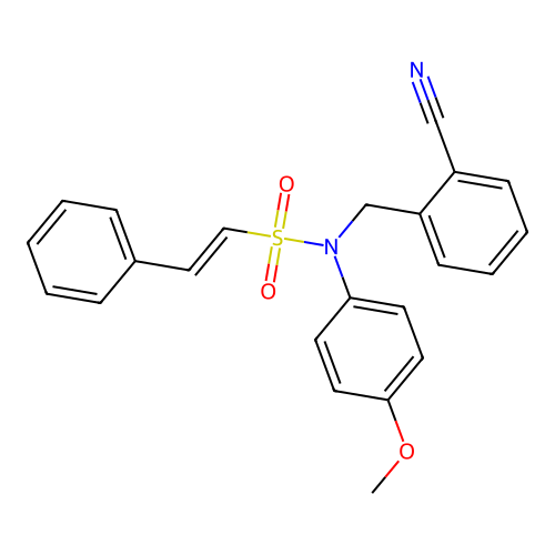 N-[(2-cyanophenyl)methyl]-N-(4-methoxyphenyl)-2-phenylethene-1-sulfonamide structure