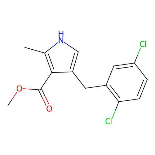 methyl 4-[(2,5-dichlorophenyl)methyl]-2-methyl-1H-pyrrole-3-carboxylate structure