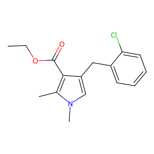 Ethyl 4-[(2-chlorophenyl)methyl]-1,2-dimethylpyrrole-3-carboxylate structure
