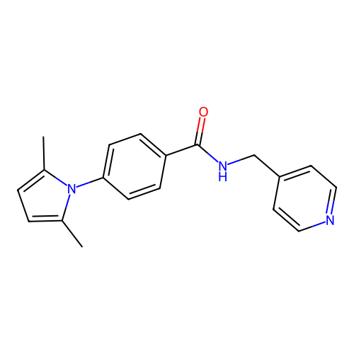 4-(2,5-dimethylpyrrol-1-yl)-N-(pyridin-4-ylmethyl)benzamide structure