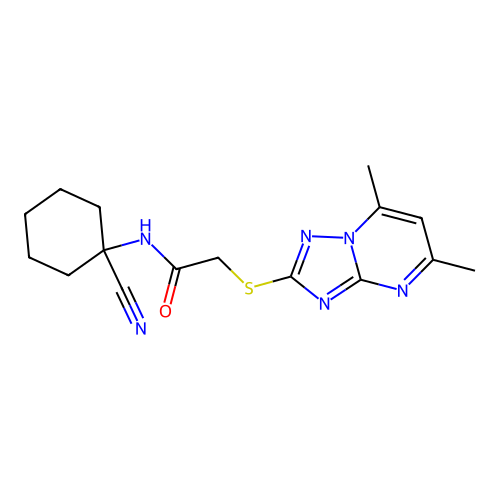 N-(1-cyanocyclohexyl)-2-[(5,7-dimethyl-[1,2,4]triazolo[1,5-a]pyrimidin-2-yl)sulfanyl]acetamide structure
