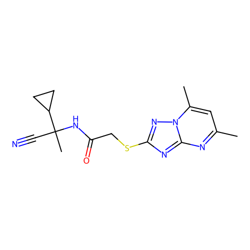 N-(1-CYANO-1-CYCLOPROPYLETHYL)-2-({5,7-DIMETHYL-[1,2,4]TRIAZOLO[1,5-A]PYRIMIDIN-2-YL}SULFANYL)ACETAMIDE structure