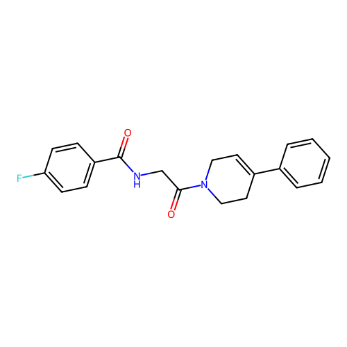 4-fluoro-N-[2-oxo-2-(4-phenyl-3,6-dihydro-2H-pyridin-1-yl)ethyl]benzamide structure