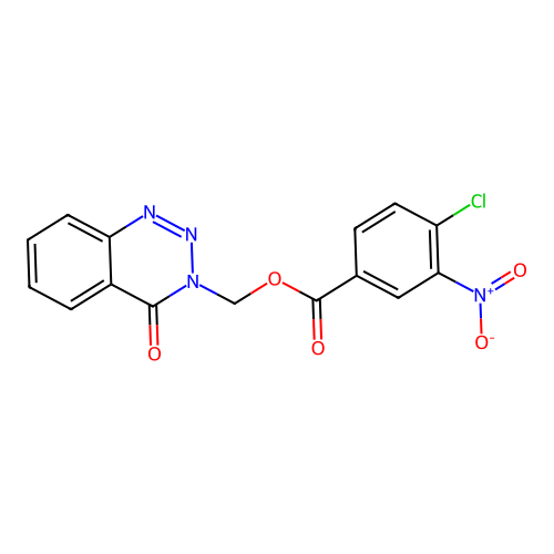 (4-oxobenzo[d][1,2,3]triazin-3(4H)-yl)methyl 4-chloro-3-nitrobenzoate structure