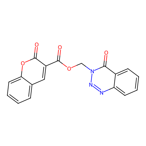 (4-Oxo-1,2,3-benzotriazin-3-yl)methyl 2-oxochromene-3-carboxylate structure