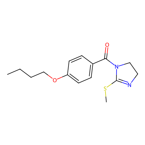 (4-butoxyphenyl)(2-(methylthio)-4,5-dihydro-1H-imidazol-1-yl)methanone structure