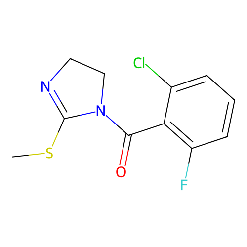 (2-Chloro-6-fluorophenyl)-(2-methylsulfanyl-4,5-dihydroimidazol-1-yl)methanone structure