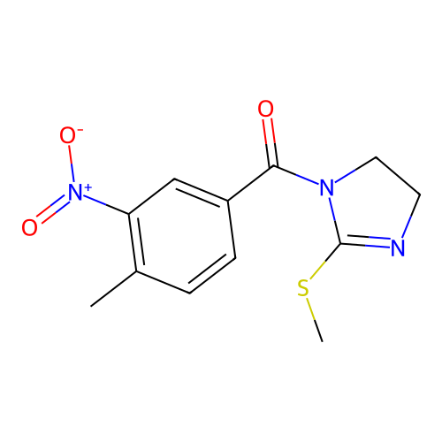 (4-methyl-3-nitrophenyl)(2-(methylthio)-4,5-dihydro-1H-imidazol-1-yl)methanone structure