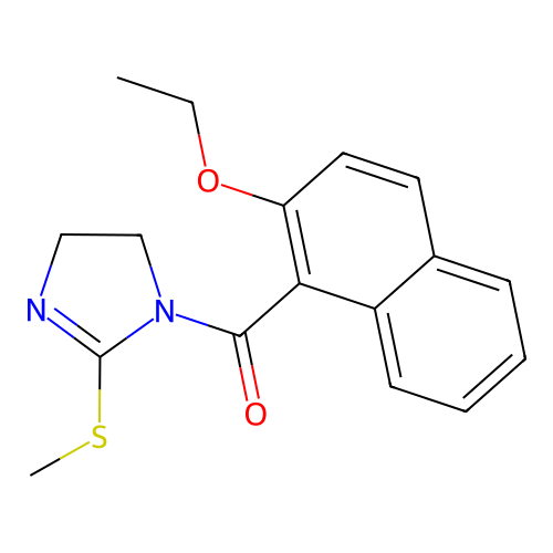 (2-ethoxynaphthalen-1-yl)(2-(methylthio)-4,5-dihydro-1H-imidazol-1-yl)methanone structure