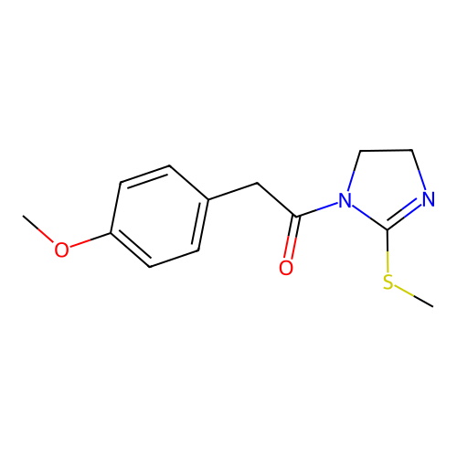 2-(4-Methoxyphenyl)-1-(2-methylsulfanyl-4,5-dihydroimidazol-1-yl)ethanone structure