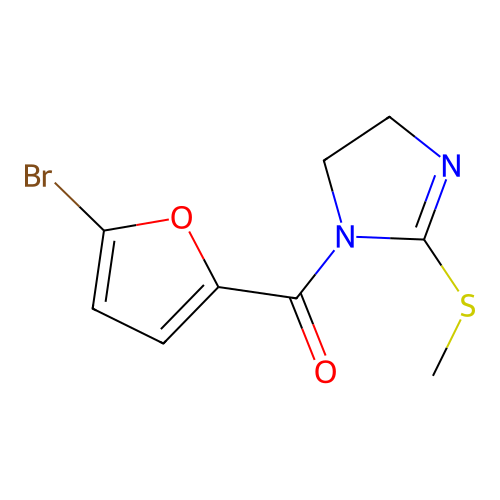 (5-bromofuran-2-yl)(2-(methylthio)-4,5-dihydro-1H-imidazol-1-yl)methanone structure
