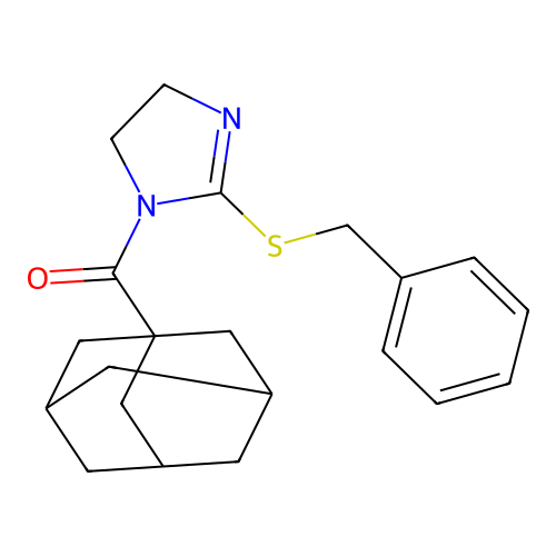 1-Adamantyl-(2-benzylsulfanyl-4,5-dihydroimidazol-1-yl)methanone structure