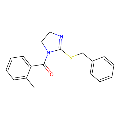(2-(benzylthio)-4,5-dihydro-1H-imidazol-1-yl)(o-tolyl)methanone structure