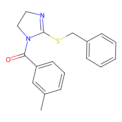 (2-(benzylthio)-4,5-dihydro-1H-imidazol-1-yl)(m-tolyl)methanone structure
