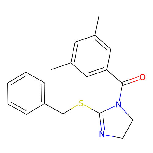 (2-(benzylthio)-4,5-dihydro-1H-imidazol-1-yl)(3,5-dimethylphenyl)methanone structure