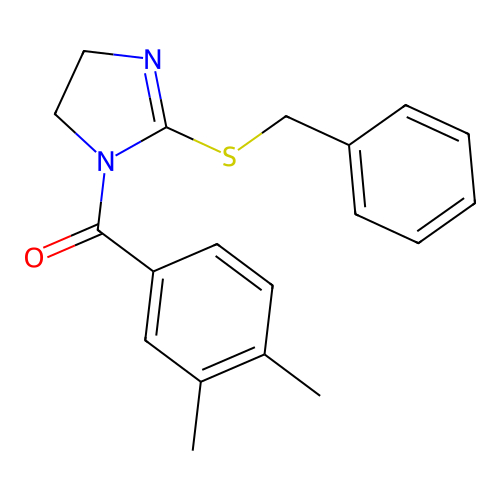 (2-(benzylthio)-4,5-dihydro-1H-imidazol-1-yl)(3,4-dimethylphenyl)methanone structure