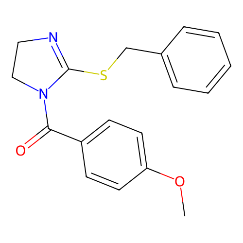 (2-(benzylthio)-4,5-dihydro-1H-imidazol-1-yl)(4-methoxyphenyl)methanone structure
