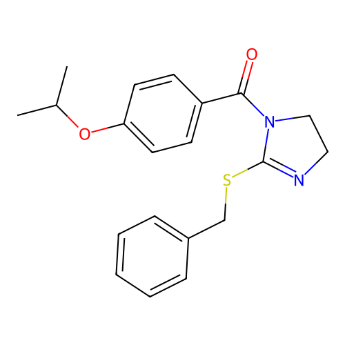 (2-(benzylthio)-4,5-dihydro-1H-imidazol-1-yl)(4-isopropoxyphenyl)methanone structure