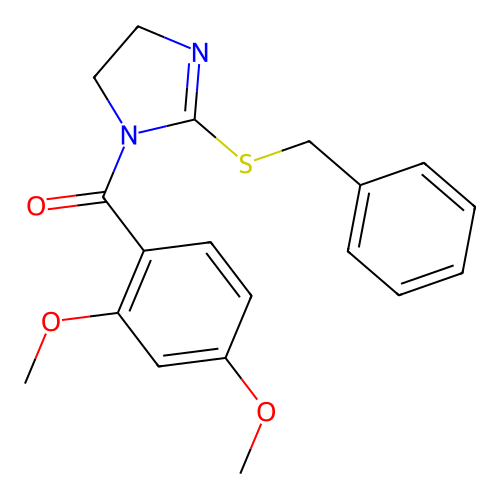 (2-(benzylthio)-4,5-dihydro-1H-imidazol-1-yl)(2,4-dimethoxyphenyl)methanone structure