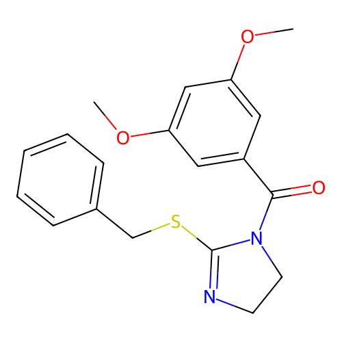 (2-Benzylsulfanyl-4,5-dihydroimidazol-1-yl)-(3,5-dimethoxyphenyl)methanone structure