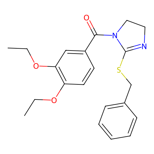(2-Benzylsulfanyl-4,5-dihydroimidazol-1-yl)-(3,4-diethoxyphenyl)methanone structure