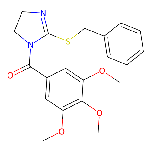 (2-(benzylthio)-4,5-dihydro-1H-imidazol-1-yl)(3,4,5-trimethoxyphenyl)methanone structure