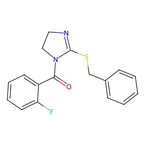 (2-(benzylthio)-4,5-dihydro-1H-imidazol-1-yl)(2-fluorophenyl)methanone structure