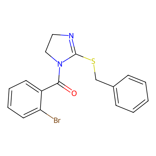 (2-(benzylthio)-4,5-dihydro-1H-imidazol-1-yl)(2-bromophenyl)methanone structure
