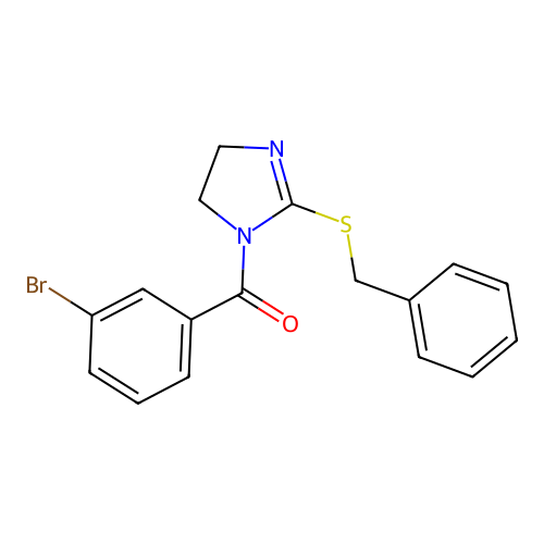 (2-Benzylsulfanyl-4,5-dihydroimidazol-1-yl)-(3-bromophenyl)methanone structure