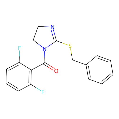 (2-(benzylthio)-4,5-dihydro-1H-imidazol-1-yl)(2,6-difluorophenyl)methanone structure