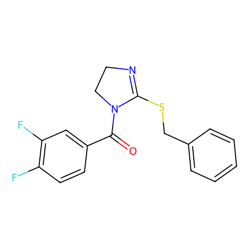 (2-(benzylthio)-4,5-dihydro-1H-imidazol-1-yl)(3,4-difluorophenyl)methanone structure