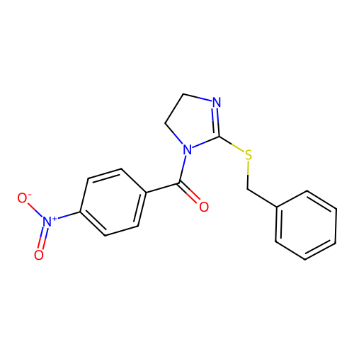 (2-Benzylsulfanyl-4,5-dihydroimidazol-1-yl)-(4-nitrophenyl)methanone structure