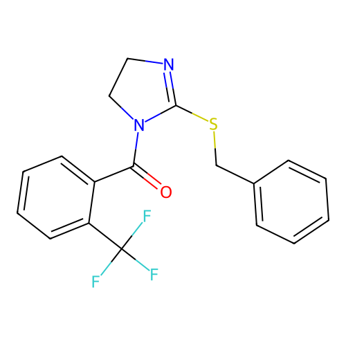 (2-Benzylsulfanyl-4,5-dihydroimidazol-1-yl)-[2-(trifluoromethyl)phenyl]methanone structure