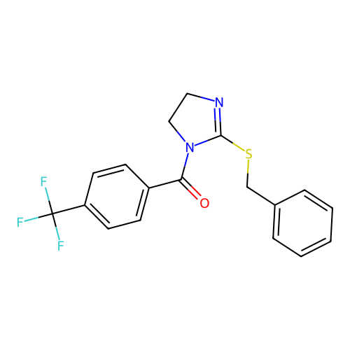 2-(benzylsulfanyl)-1-[4-(trifluoromethyl)benzoyl]-4,5-dihydro-1H-imidazole structure