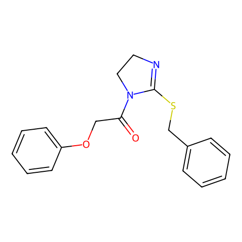 1-(2-Benzylsulfanyl-4,5-dihydroimidazol-1-yl)-2-phenoxyethanone structure